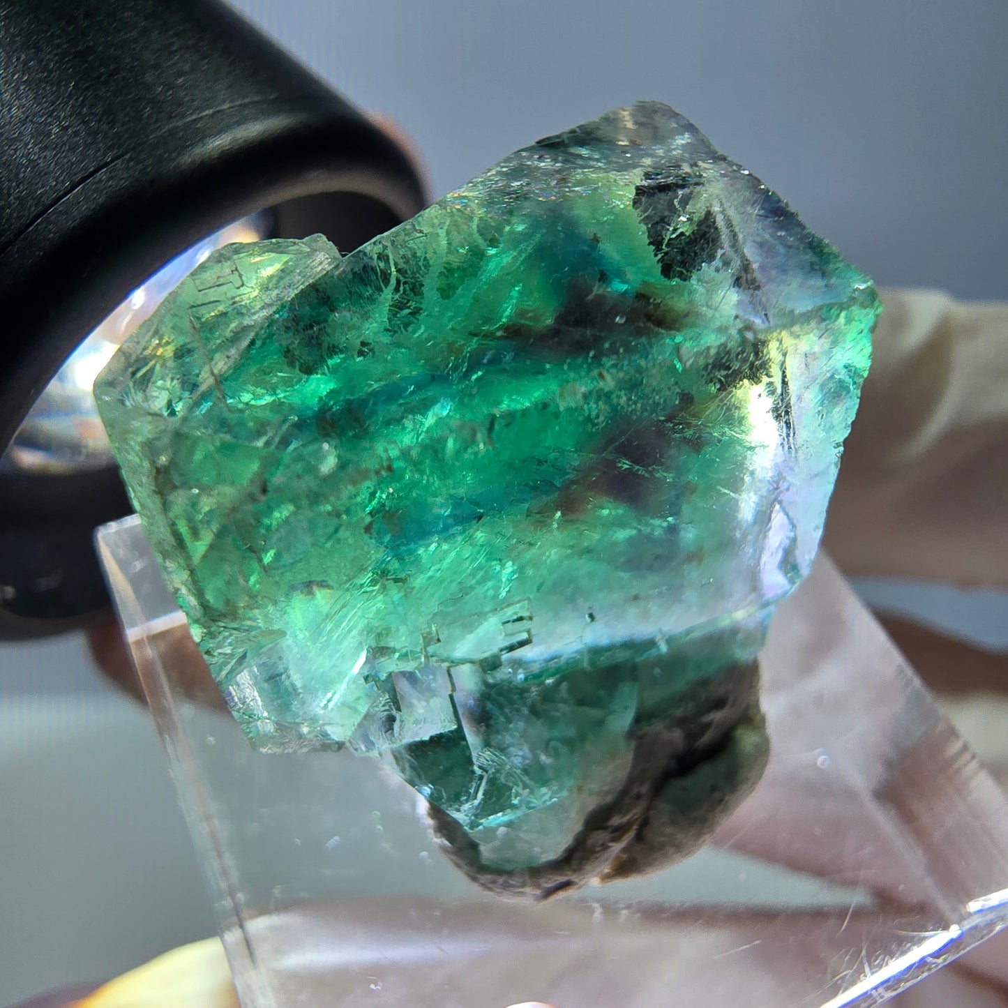 Klarer Phantom Fluorit Würfel parkettiert, grün Okorusu, Namibia 20*17*17mm