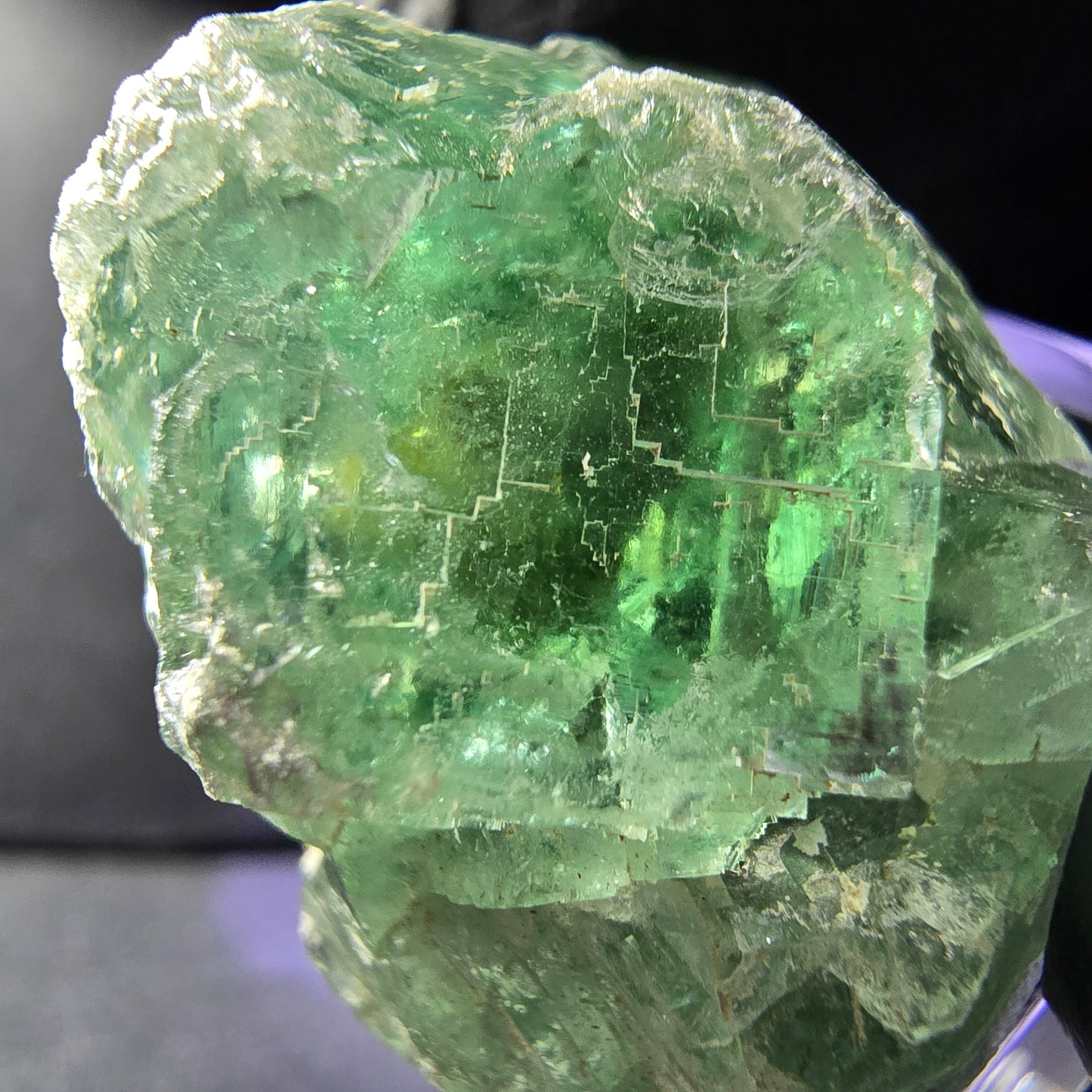 Seltene Phantom Fluorit Würfel Stufe grün 34*28*23mm Okorusu, Namibia Sammlung