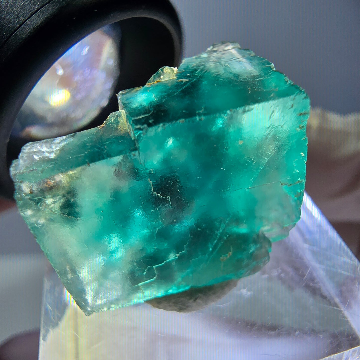 Klarer Phantom Fluorit Würfel parkettiert, grün Okorusu, Namibia 19*16*14mm