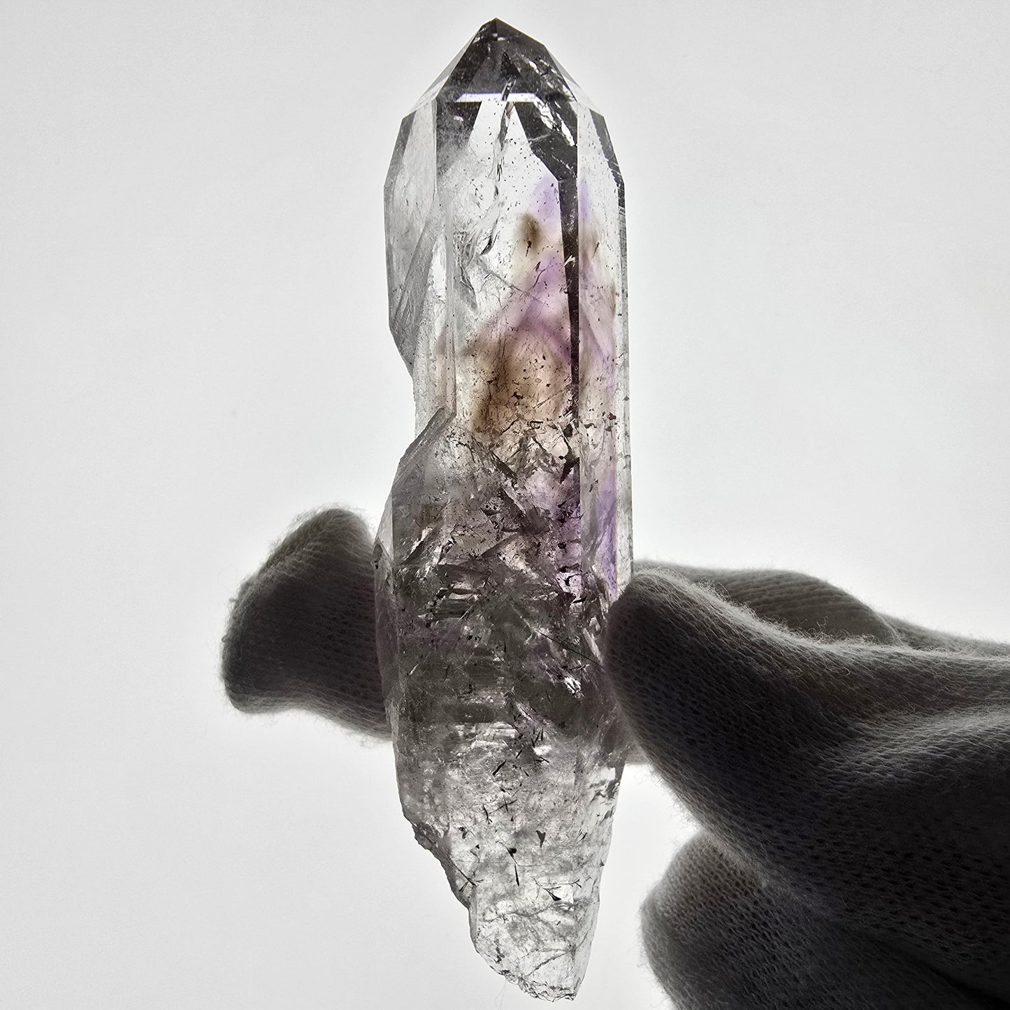 Sceptre d'améthyste hématite Enhydro, mine de calcite UV Streep, Namibie 81 x 22 x 21 mm