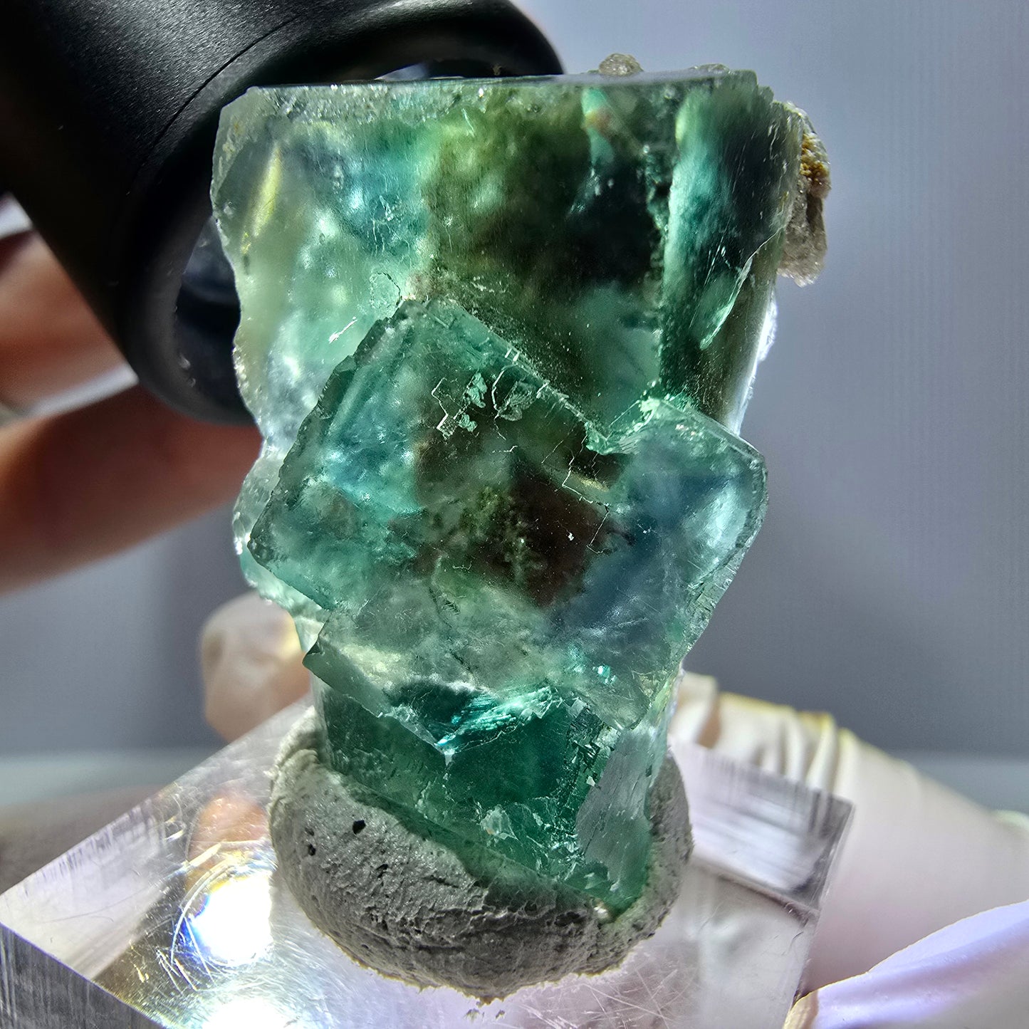 Phantom Fluorit Würfel Stufe, grün parkettiert Okorusu, Namibia 38*24*23mm