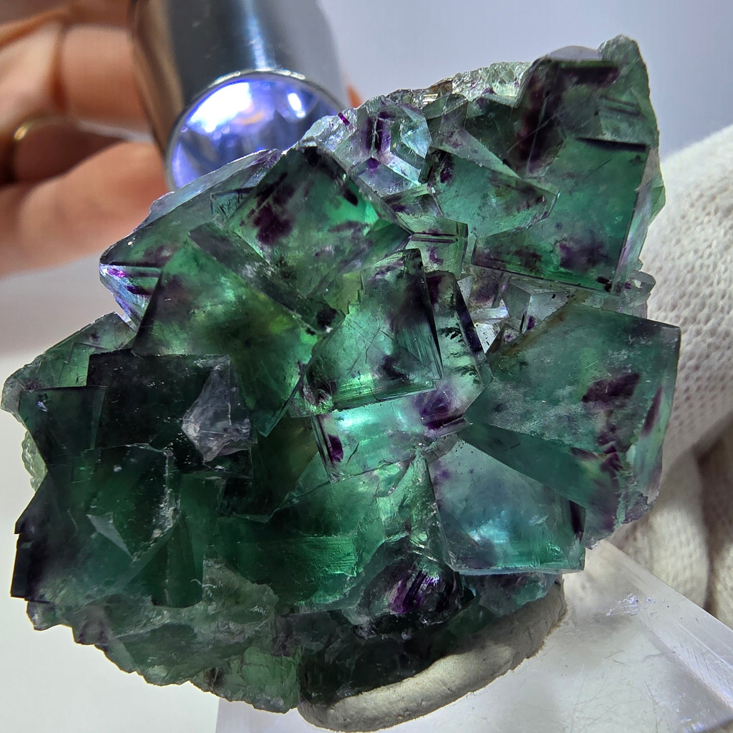 Clear Phantom Fluorite Cube Specimen zonal green purple Okorusu, Namibia 45*31*13mm
