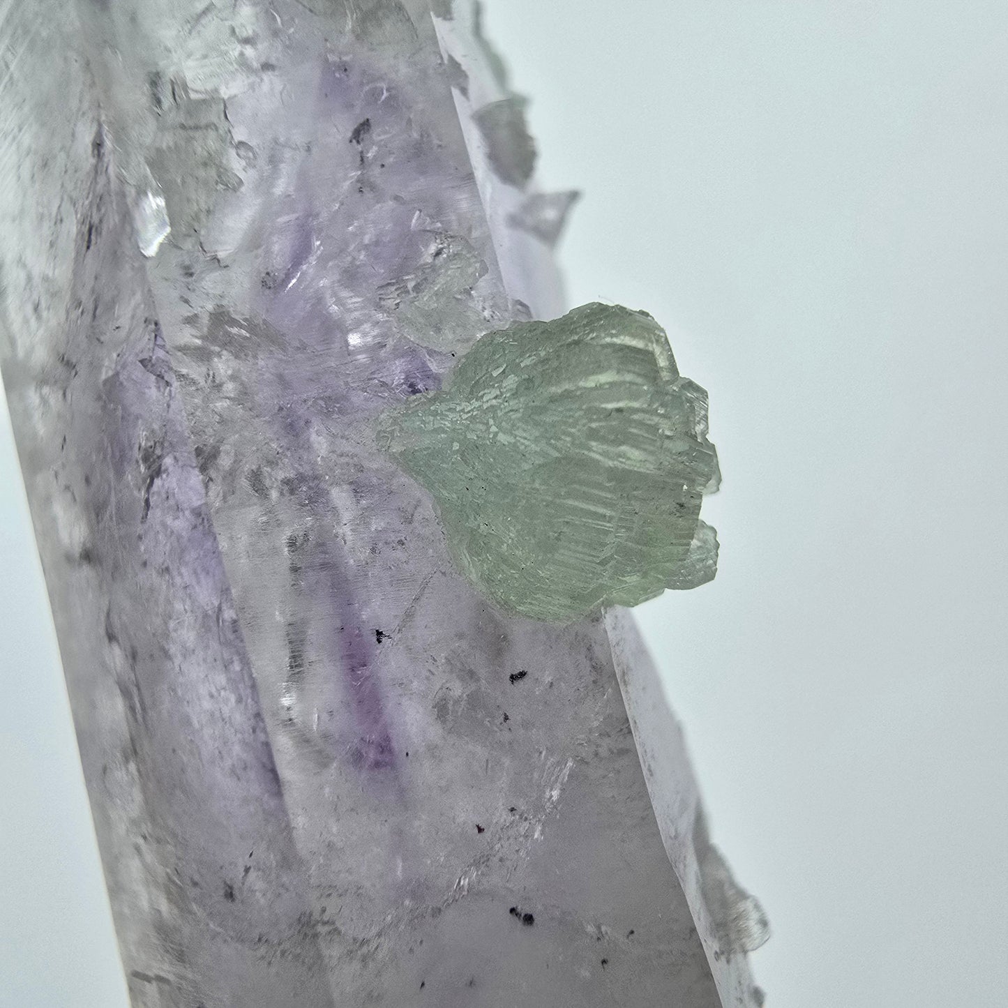 Phantom Amethyst with Prehnite, Hematite Streep Mine Goboboseb Namibia 64*23*14mm