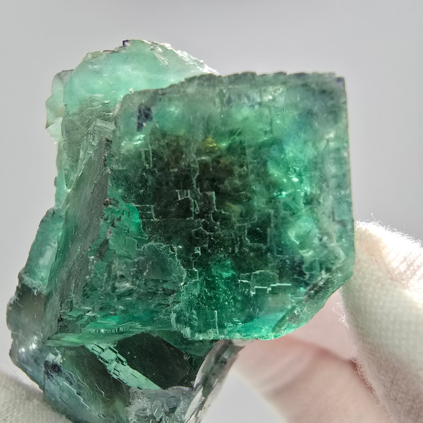 Seltene Phantom Fluorit Würfel Stufe grün lila zonar Okorusu, Namibia 52*51*30mm
