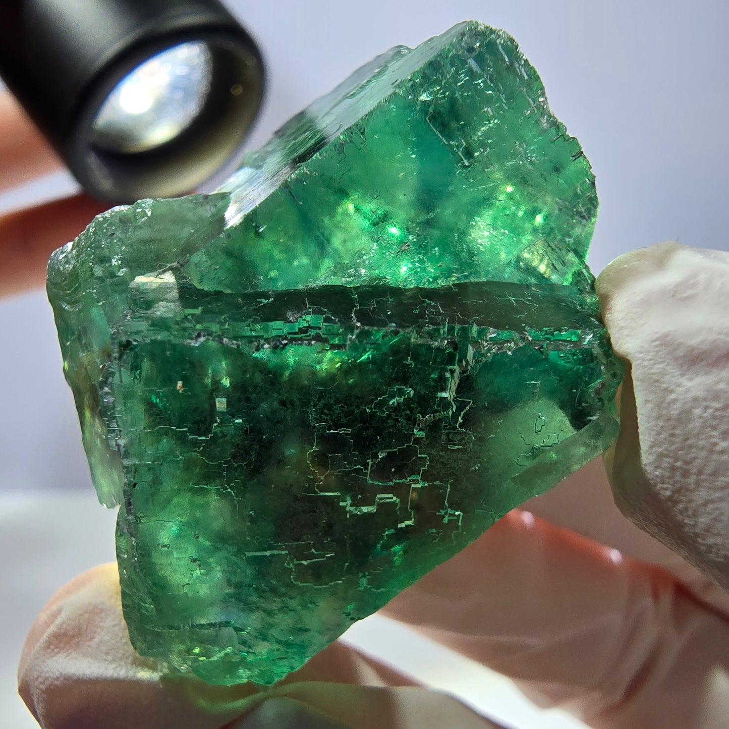 Klare Phantom Fluorit Würfel Stufe, parkettiert grün Okorusu, Namibia 43*33*25mm