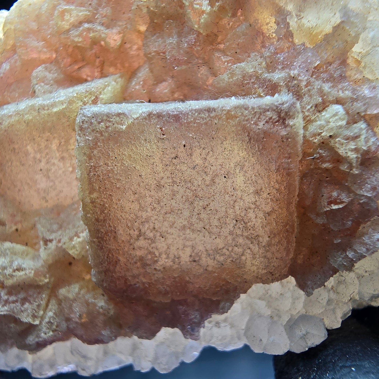 Cube de fluorite fantôme jaune violet, spécimen de quartz Omehane, Namibie 63*45*19mm
