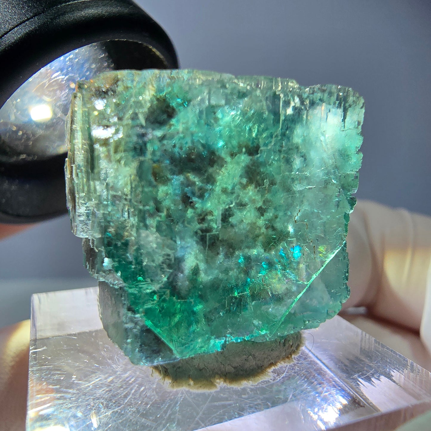 Klarer Phantom Fluorit Würfel parkettiert, grün Okorusu, Namibia 21*20*16mm