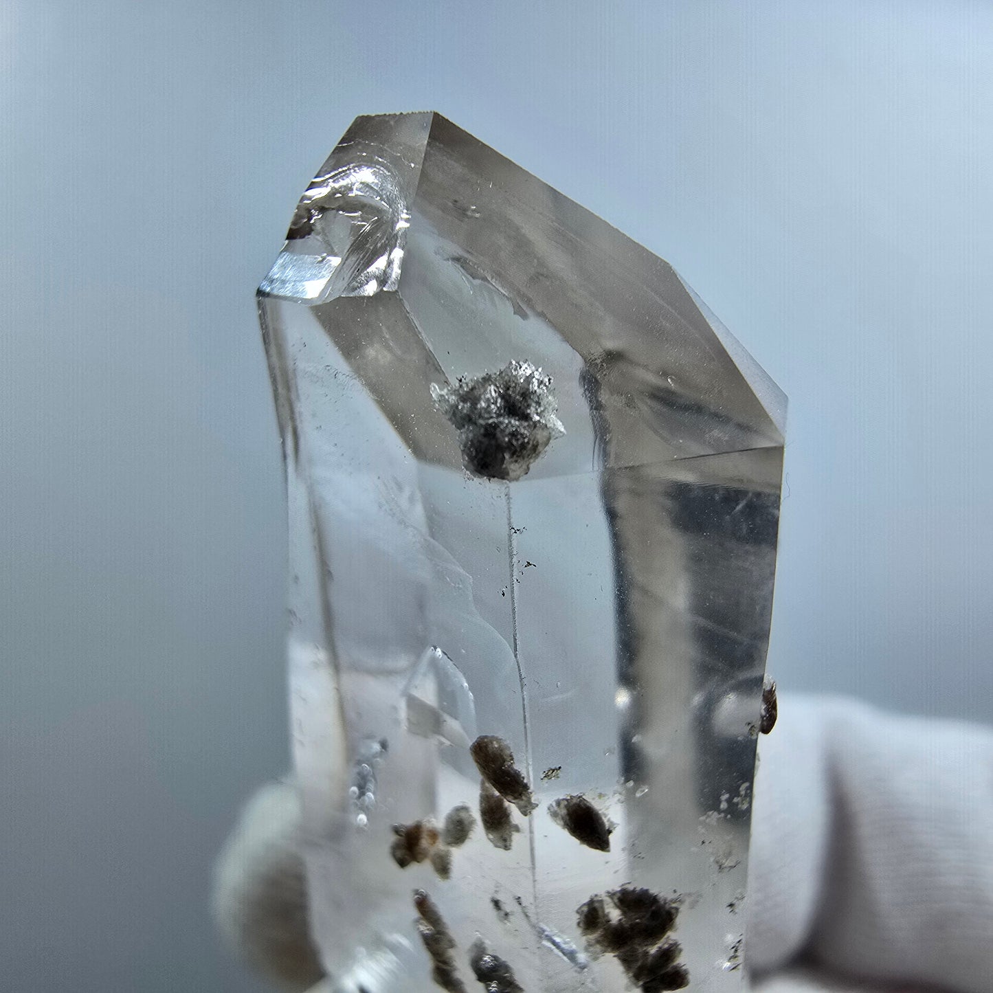 Enhydro Phantom Smoky Quartz Scepter with Calcite Valentine Pocket Goboboseb Namibia 47*22*14mm