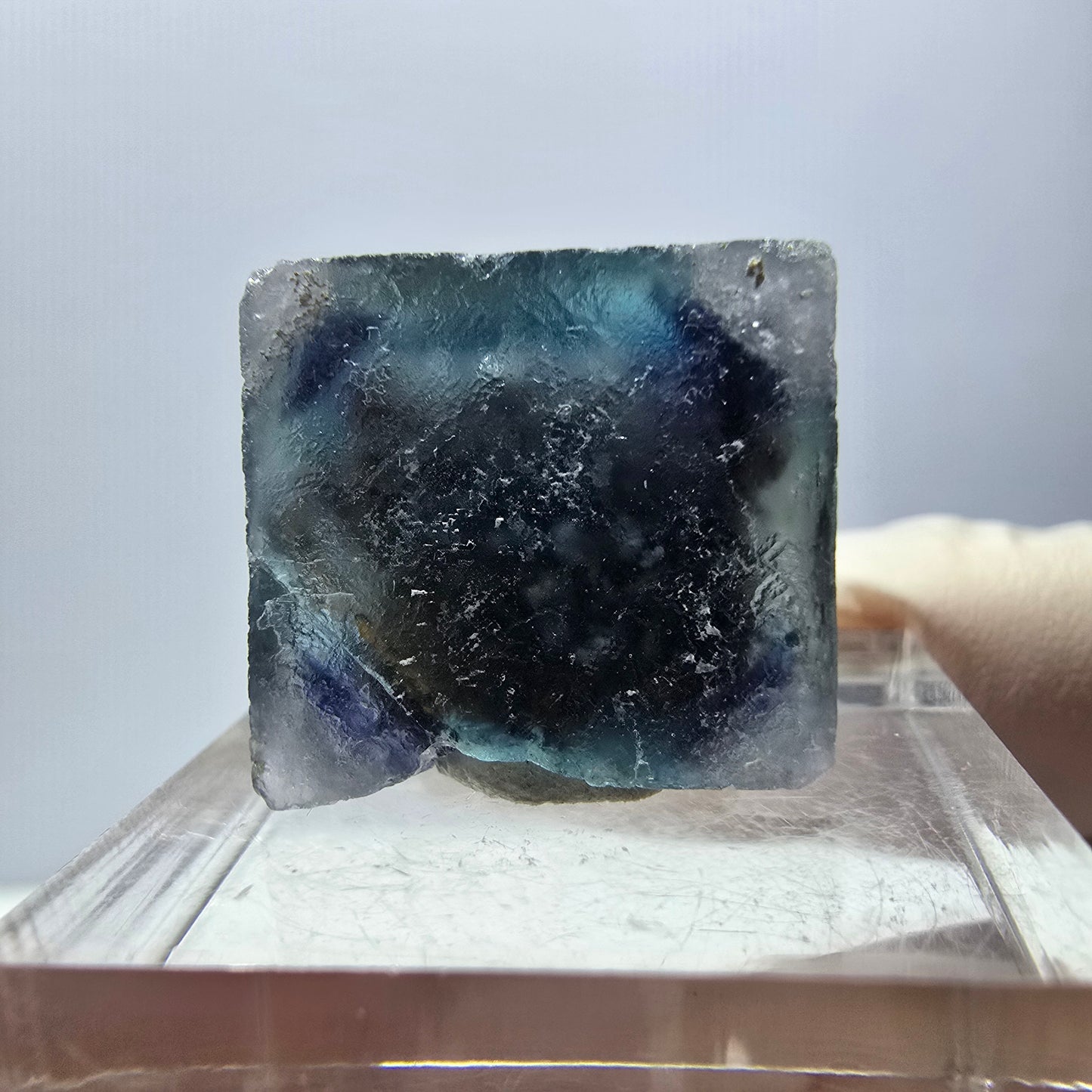 Phantom Fluorite cube parquetted, green purple Okorusu, Namibia 18*18*17mm