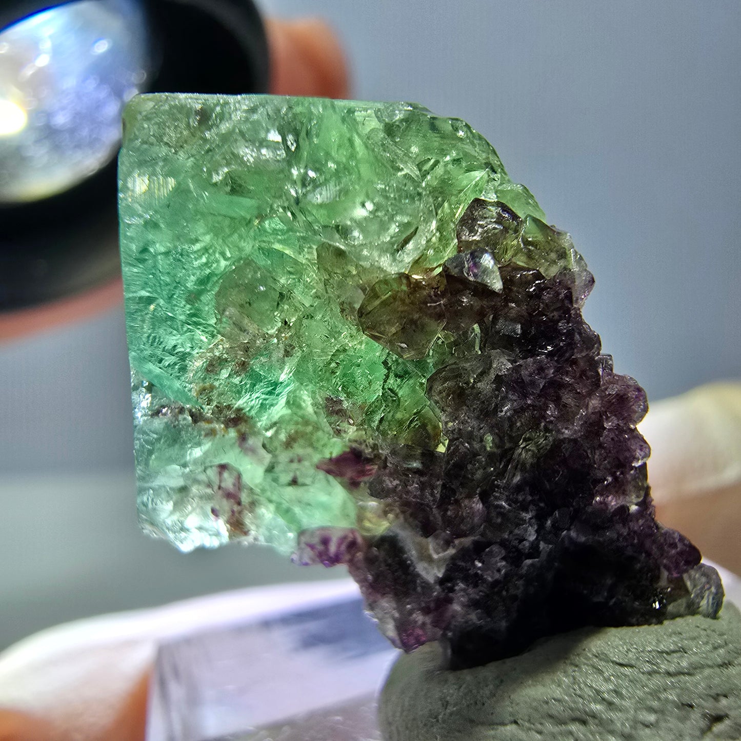 Phantom Fluorit Würfel Stufe, grün parkettiert Okorusu, Namibia 27*21*15mm