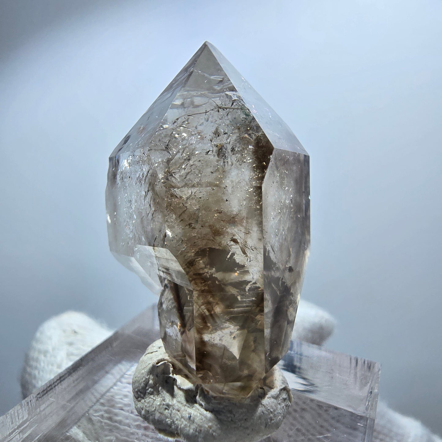 Sceptre Enhydro Phantom Smoky Quartz DT, 1x Bubble Goboboseb, Namibie 36*21*17mm