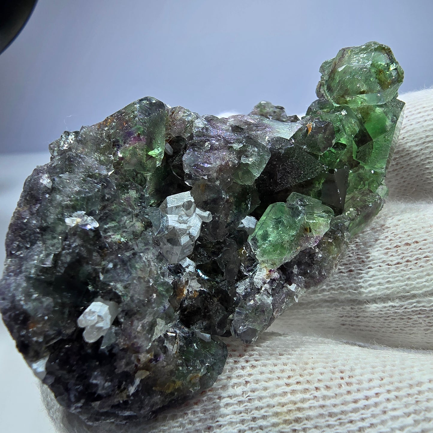 Klare Fluorit Würfel, Quarz Stufe Okorusu, Namibia 59*40*20mm