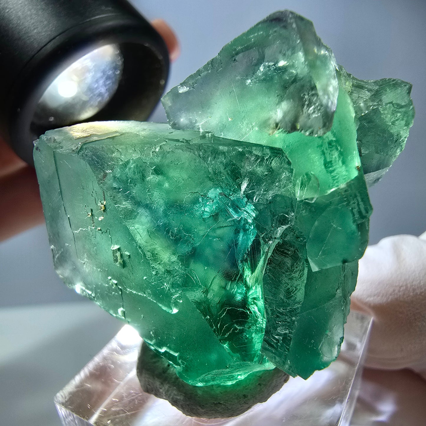 Seltene Phantom Fluorit Würfel Stufe, grün Okorusu, Namibia 40*28*20mm
