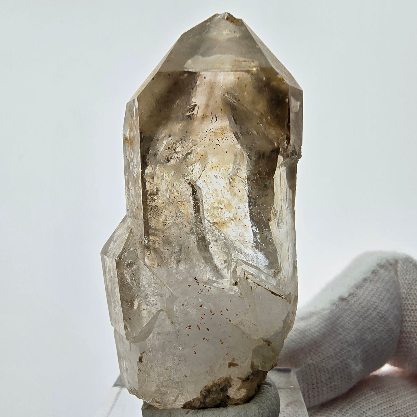 Enhydro Phantom Smoky Quartz Sceptre Tip 1x Bubble Goboboseb, Namibie 52*27*17mm