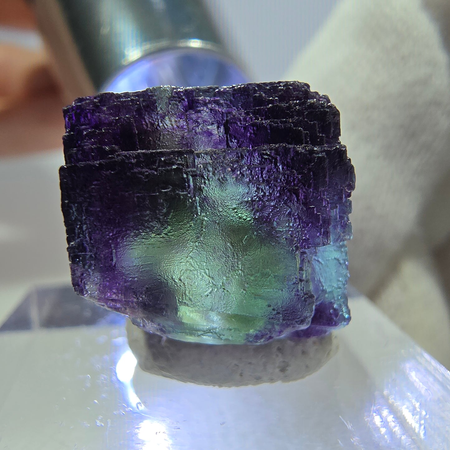 Spécimen de cube de fluorite fantôme parqueté zonal Okorusu, Namibie 16*16*14mm