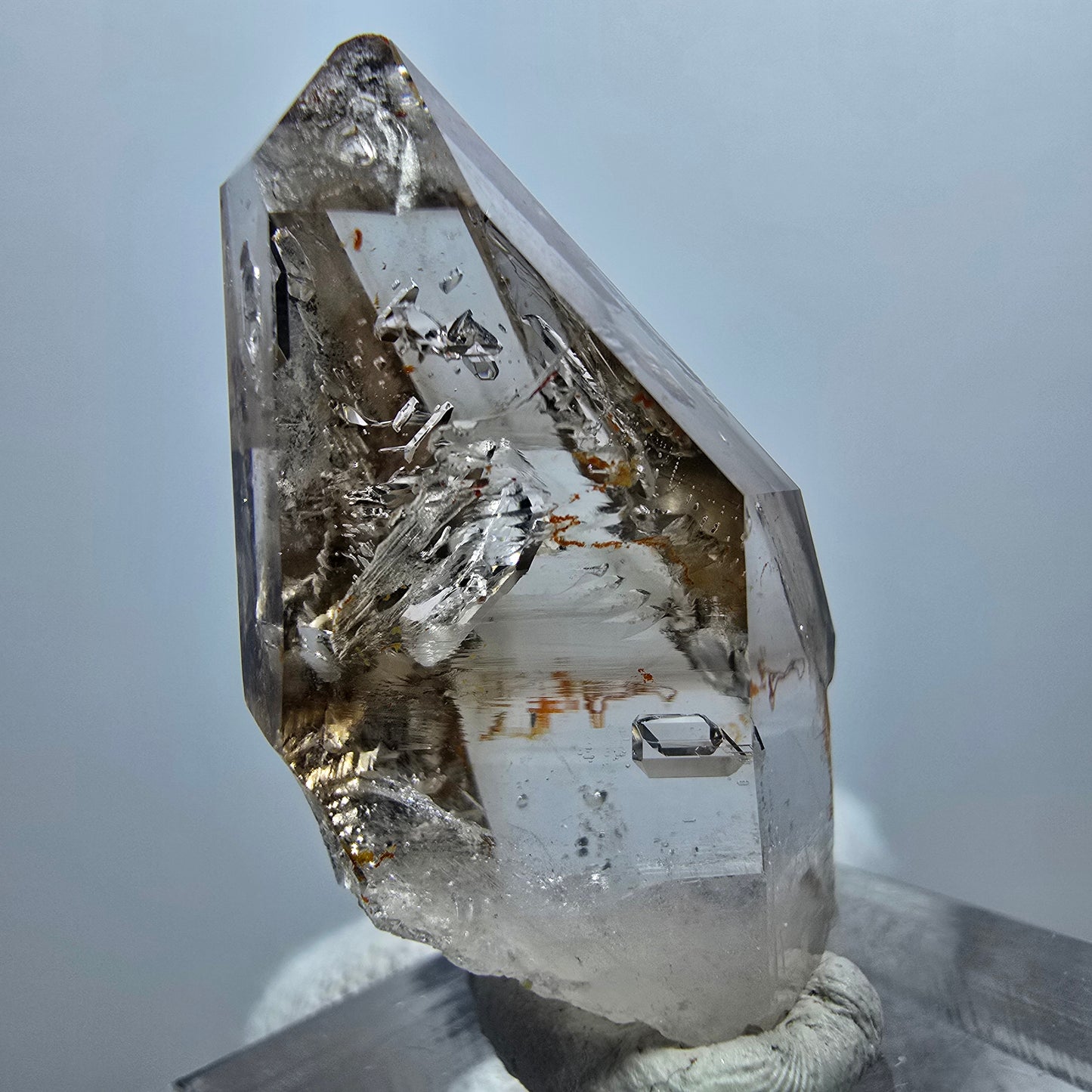 Sceptre en quartz fumé fantôme Enhydro, 1x Bubble Goboboseb, Namibie 36 x 20 x 17 mm