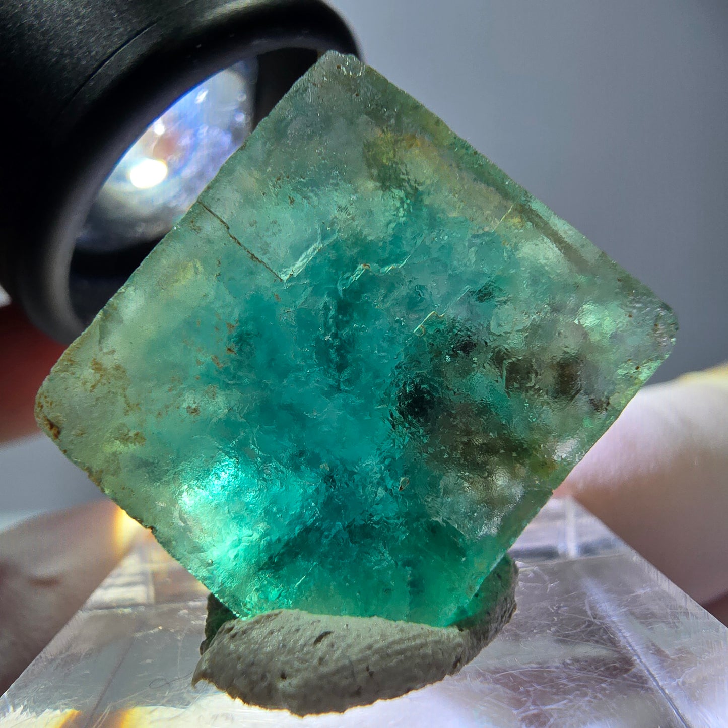 Klarer Phantom Fluorit Würfel parkettiert, grün Okorusu, Namibia 20*19*10mm