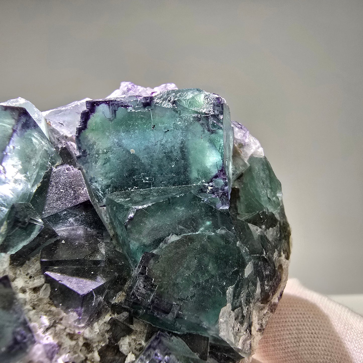 Große Phantom Fluorit Würfel Stufe grün lila zonar Okorusu, Namibia 116*64*31mm
