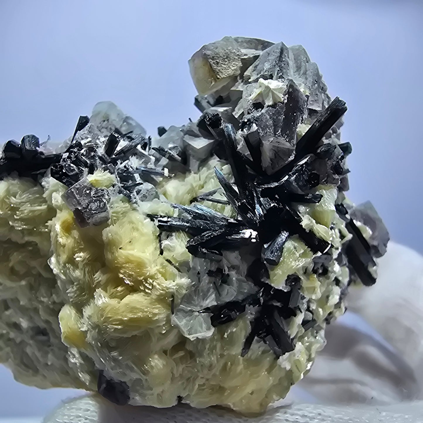 Colorful Phantom Fluorite Cubes Schorl Tourmaline Muscovite Erongo, Namibia 95*71*57mm