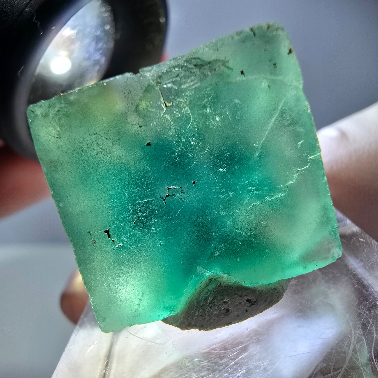 Klarer Phantom Fluorit Würfel parkettiert, grün Okorusu, Namibia 20*18*11mm