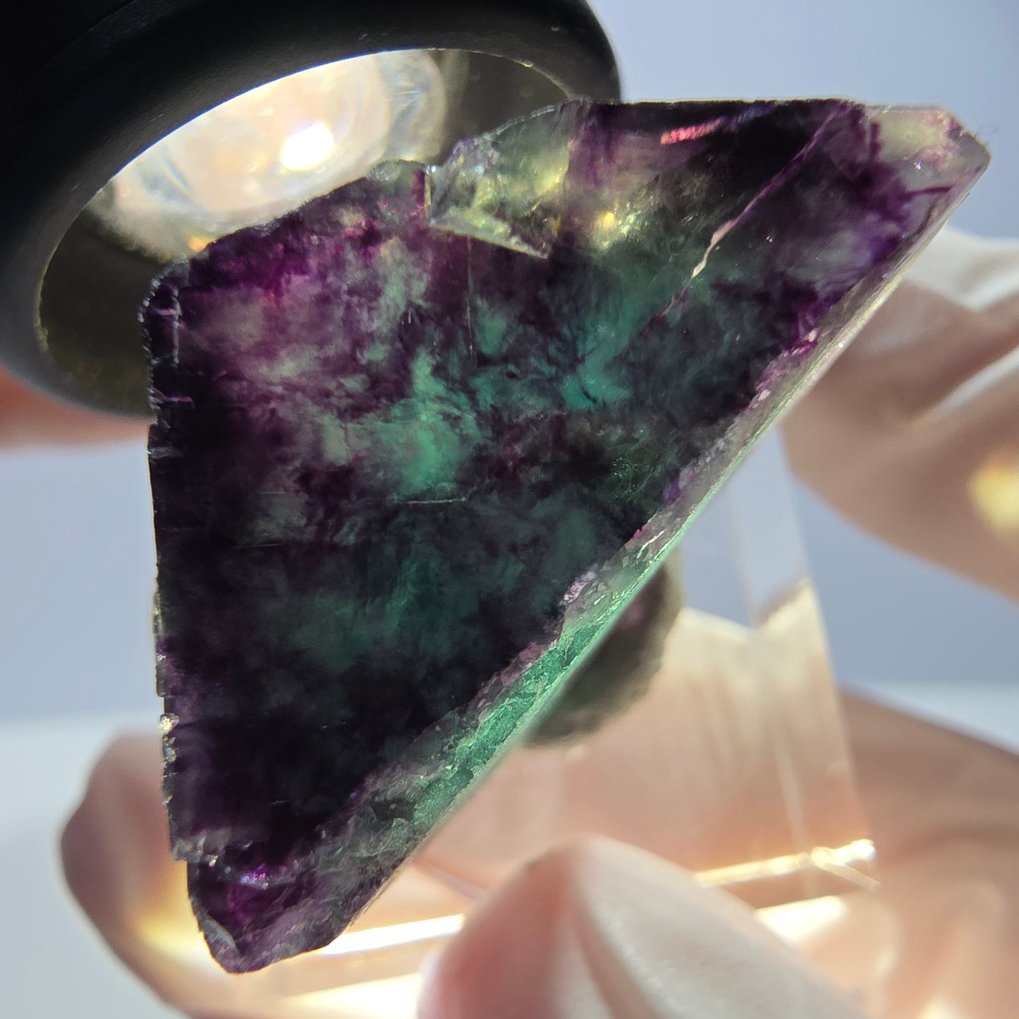 Spécimen de cube de fluorite fantôme, parqueté vert violet Okorusu, Namibie 31*22*16 mm