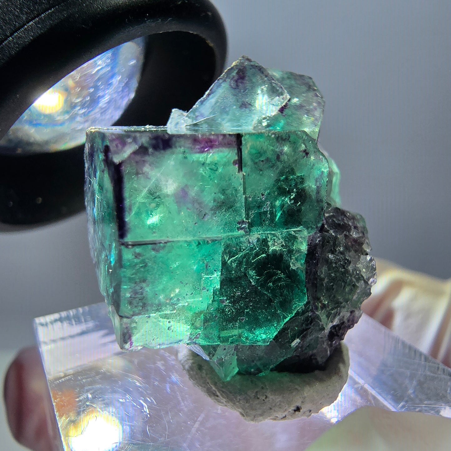 Seltene Fluorit Würfel Stufe, grün lila Okorusu, Namibia 25*23*12mm