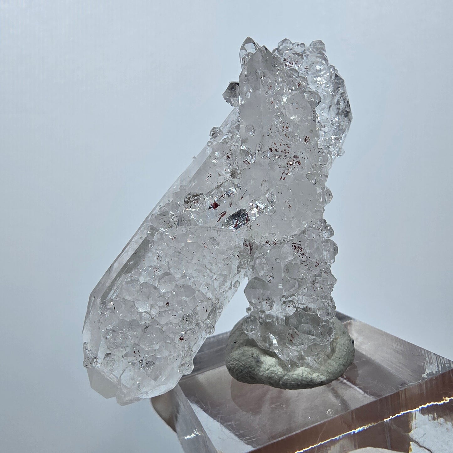 Rare spécimen d'analcime de quartz Harlequin DT, mine Streep, Goboboseb, Namibie, 58 x 30 x 17 mm