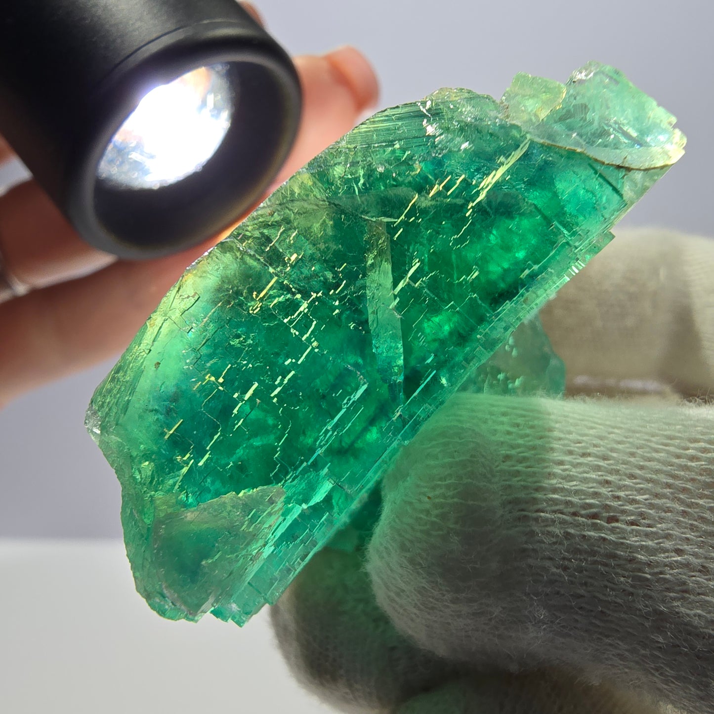 Seltene Phantom Fluorit Würfel Stufe parkettiert grün Okorusu Namibia 47*41*30mm