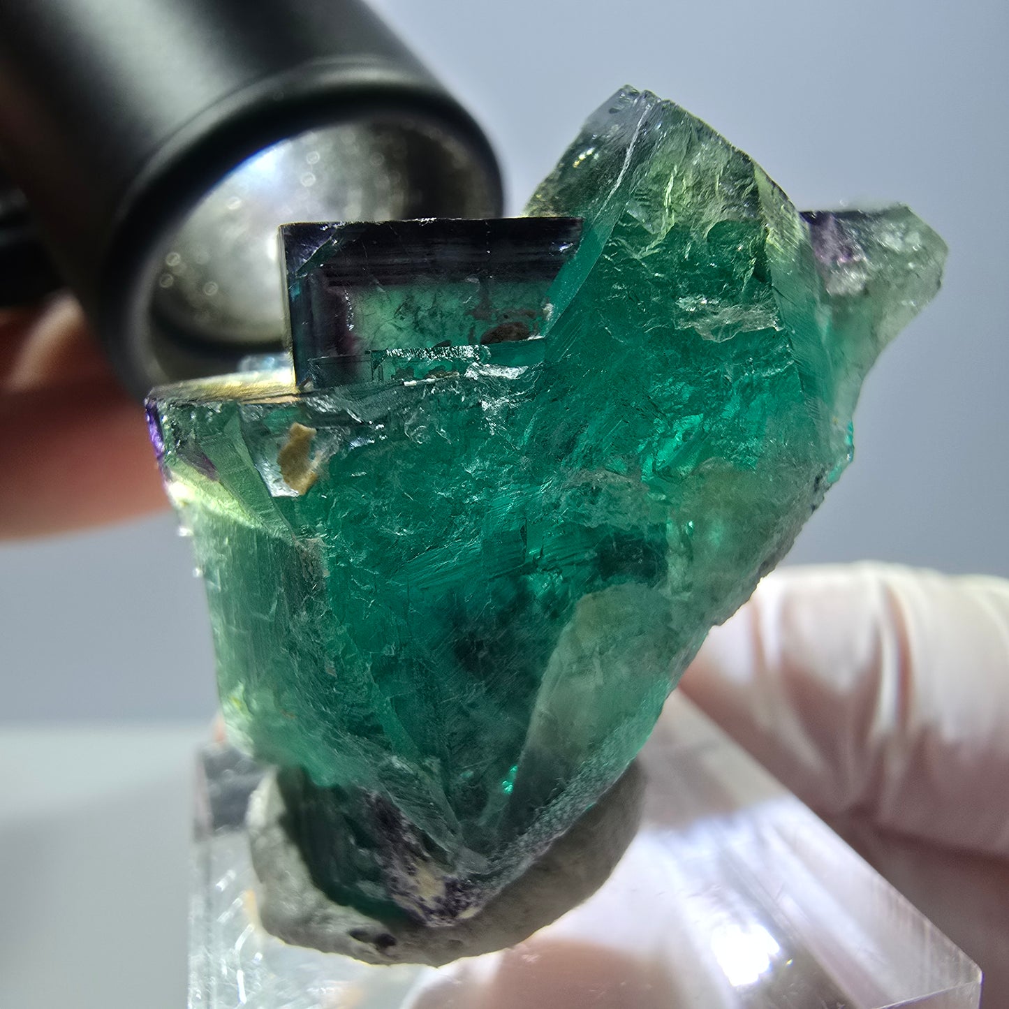 Phantom Fluorit Würfel Stufe, parkettiert grün lila Okorusu, Namibia 42*32*23mm