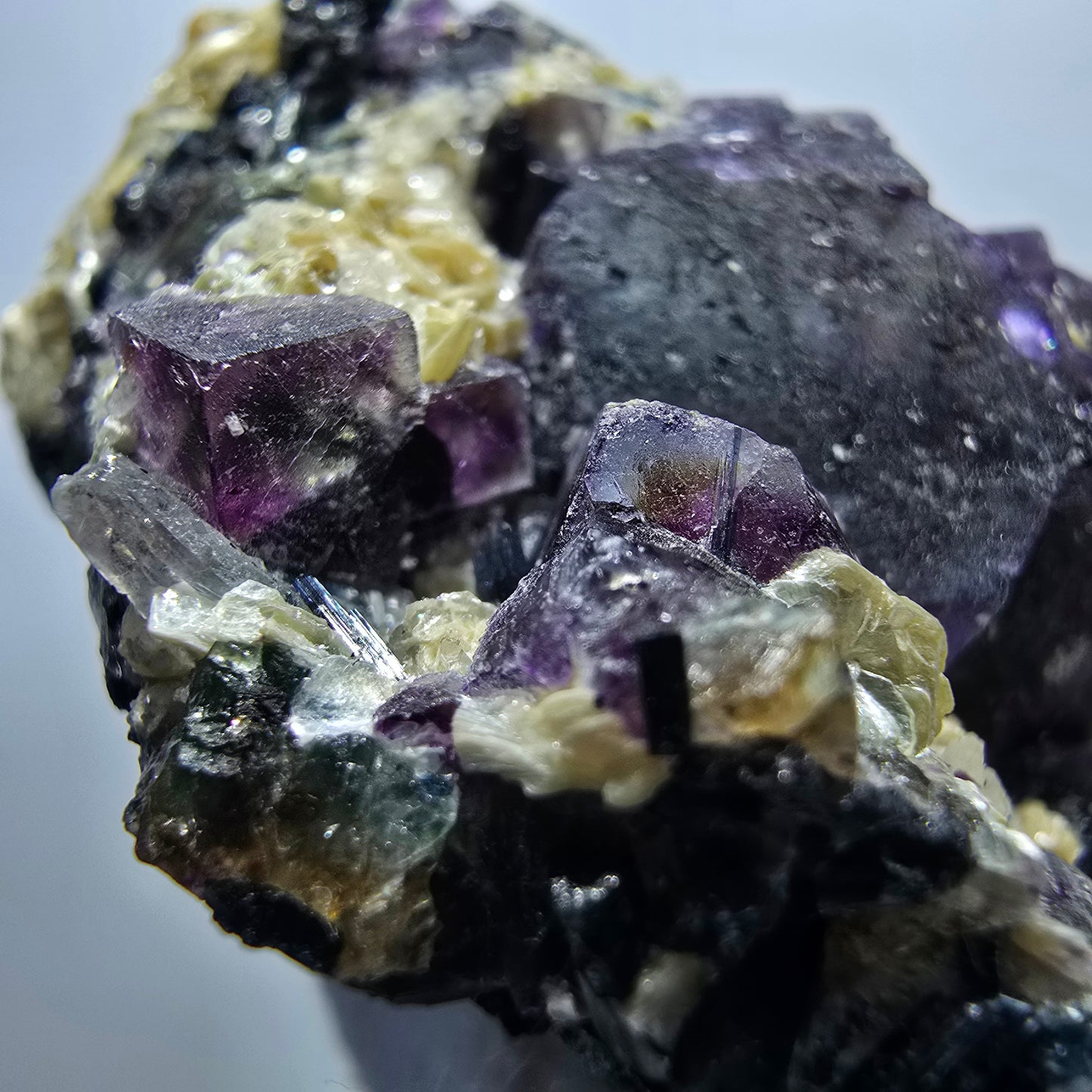 Colorful Phantom Fluorite Cubes Schorl Tourmaline Muscovite Erongo, Namibia 62*41*36mm