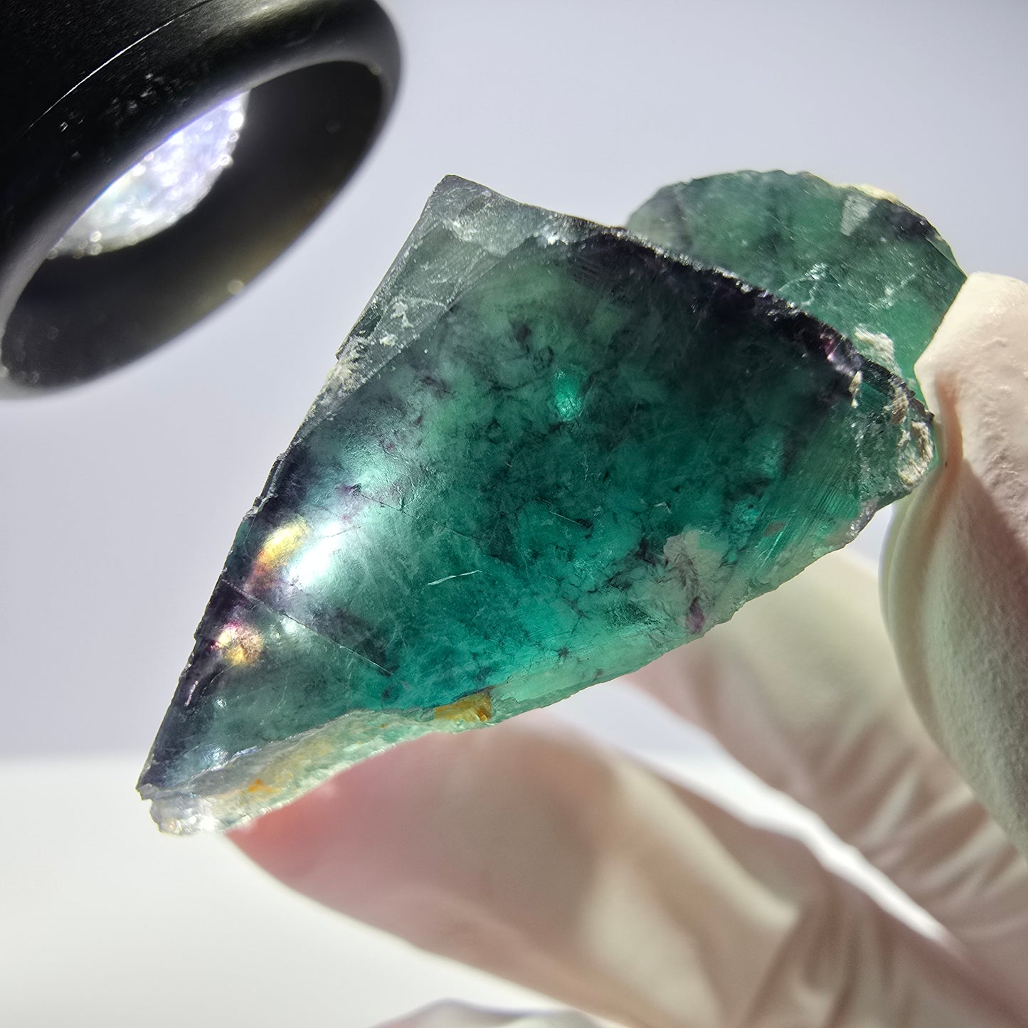 Spécimen de cube de fluorite fantôme parqueté vert violet Okorusu, Namibie 40*39*17 mm