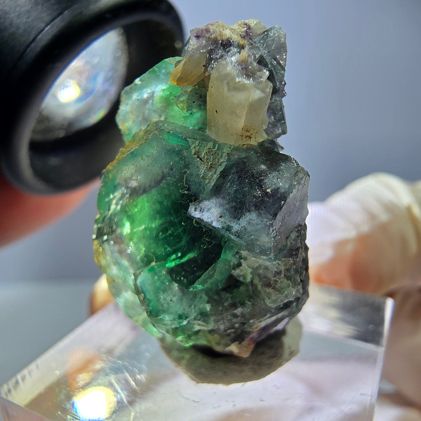 Phantom Fluorit Würfel, Quarz Stufe, grün Okorusu, Namibia 28*23*16mm