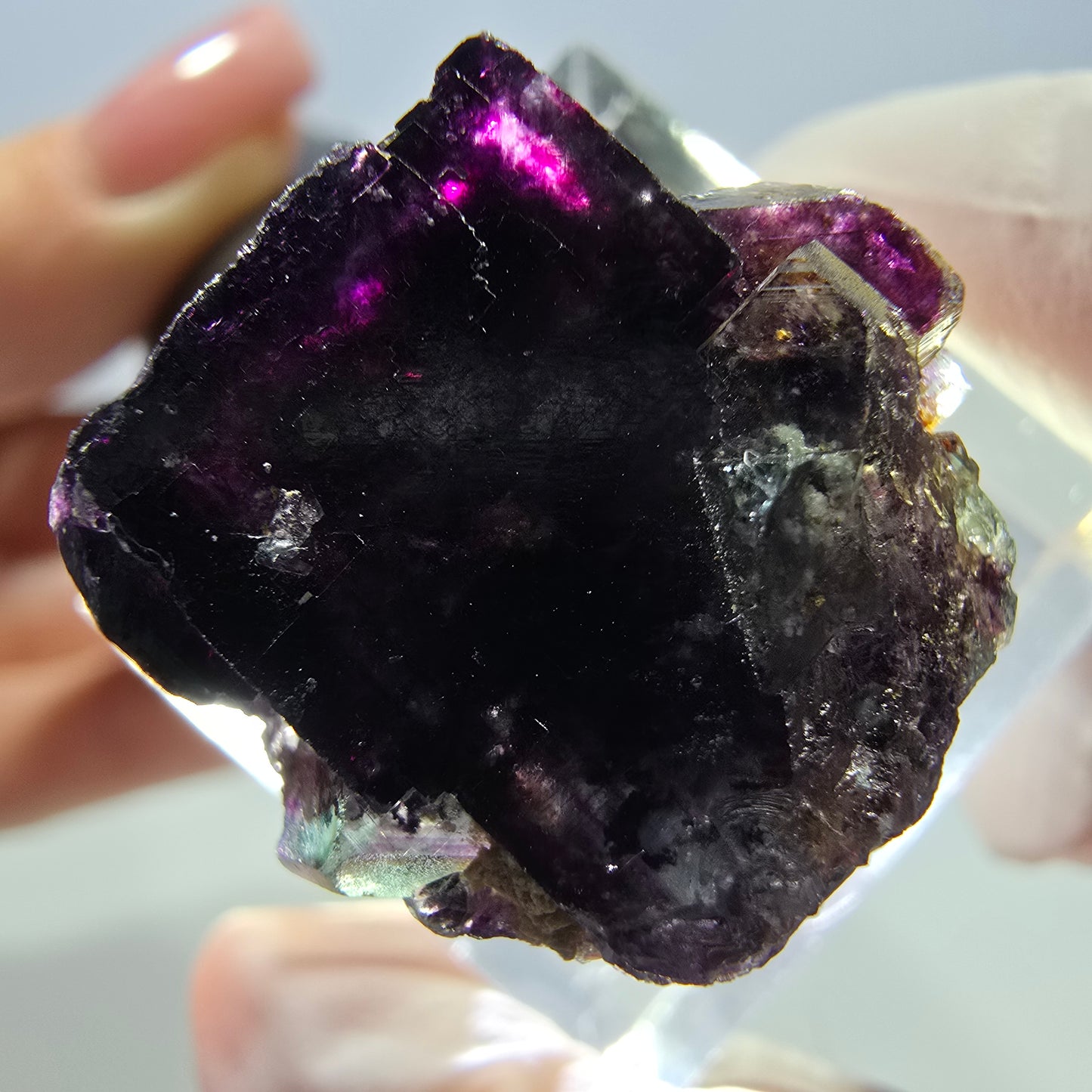Phantom Fluorit Würfel Stufe, grün lila Okorusu, Namibia 21*20*19mm