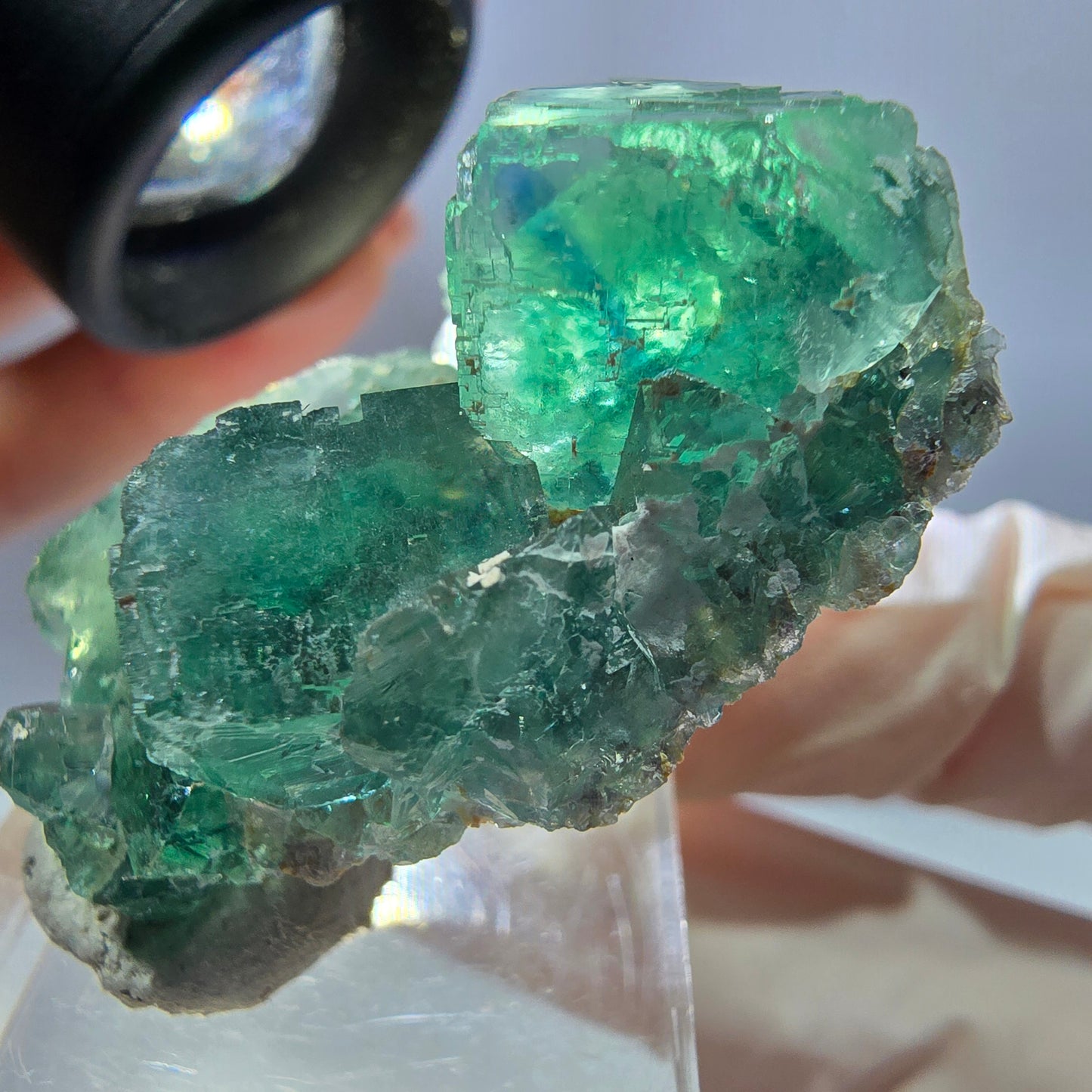 Phantom Fluorit Würfel Stufe, grün parkettiert Okorusu, Namibia 38*28*16mm