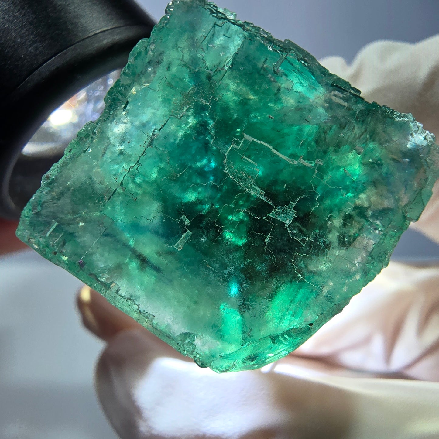 Klarer Phantom Fluorit Würfel parkettiert, grün Okorusu, Namibia 26*25*25mm