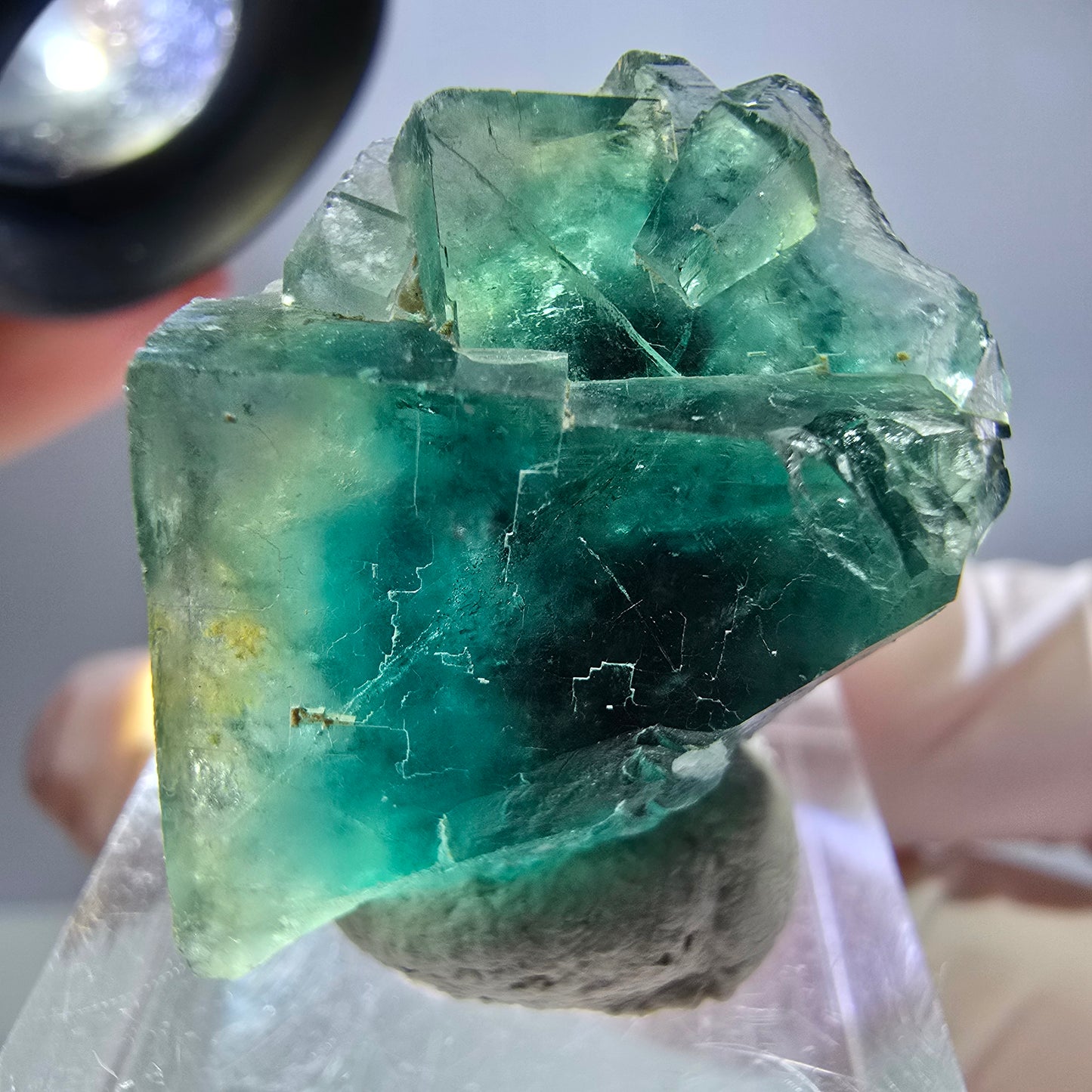Phantom Fluorit Würfel Stufe, grün parkettiert Okorusu, Namibia 27*23*16mm