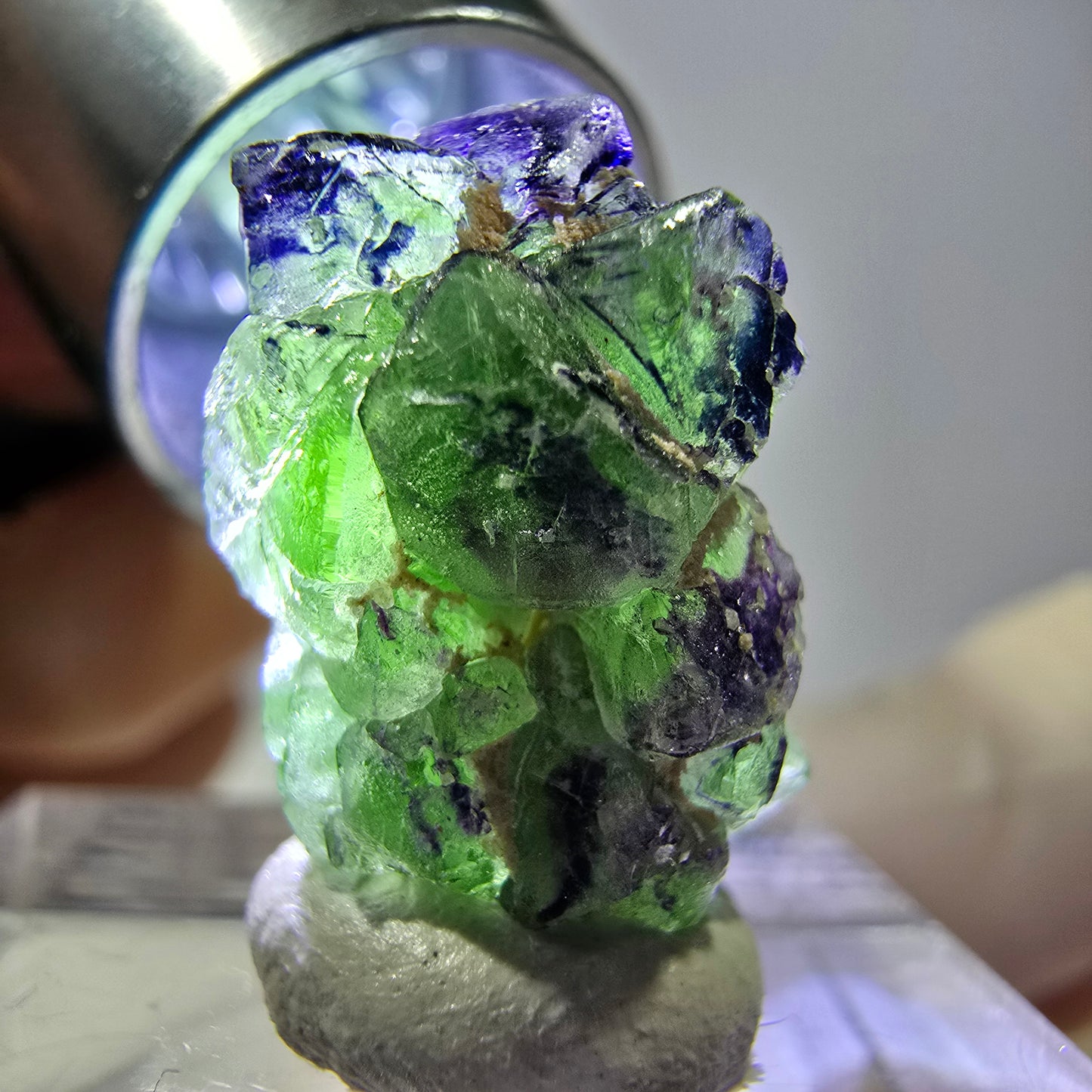 Cube de fluorite fantôme, zonal, spécimen de tourmaline Schorl, Erongo, Namibie, 18 x 12 x 12 mm