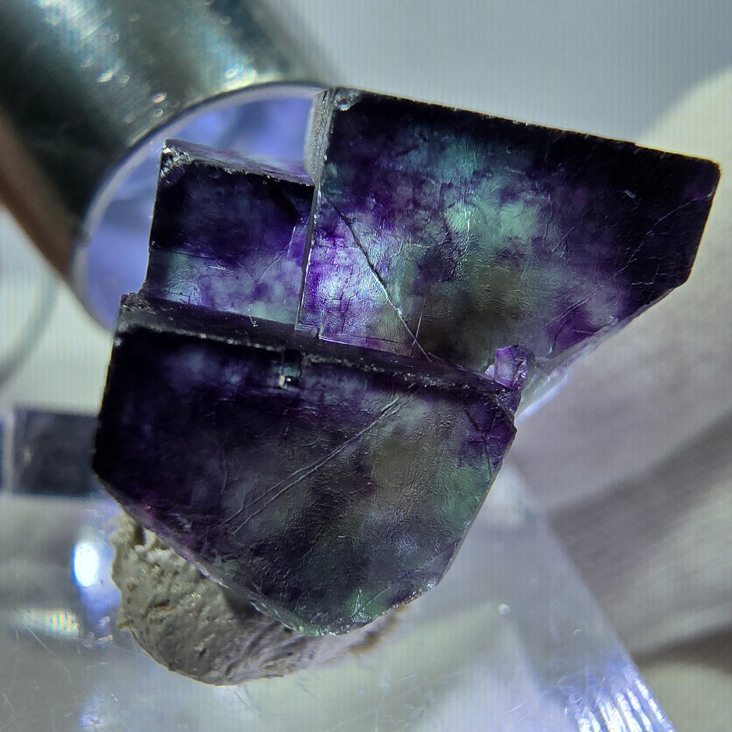 Spécimen de cube de fluorite fantôme zonal, vert violet Okorusu, Namibie 22*17*16mm