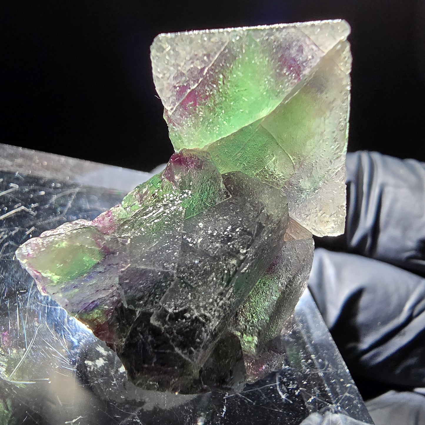 Phantom Fluorit Würfel grün lila blau Stufe Erongo, Namibia 37*36*22mm Sammlung
