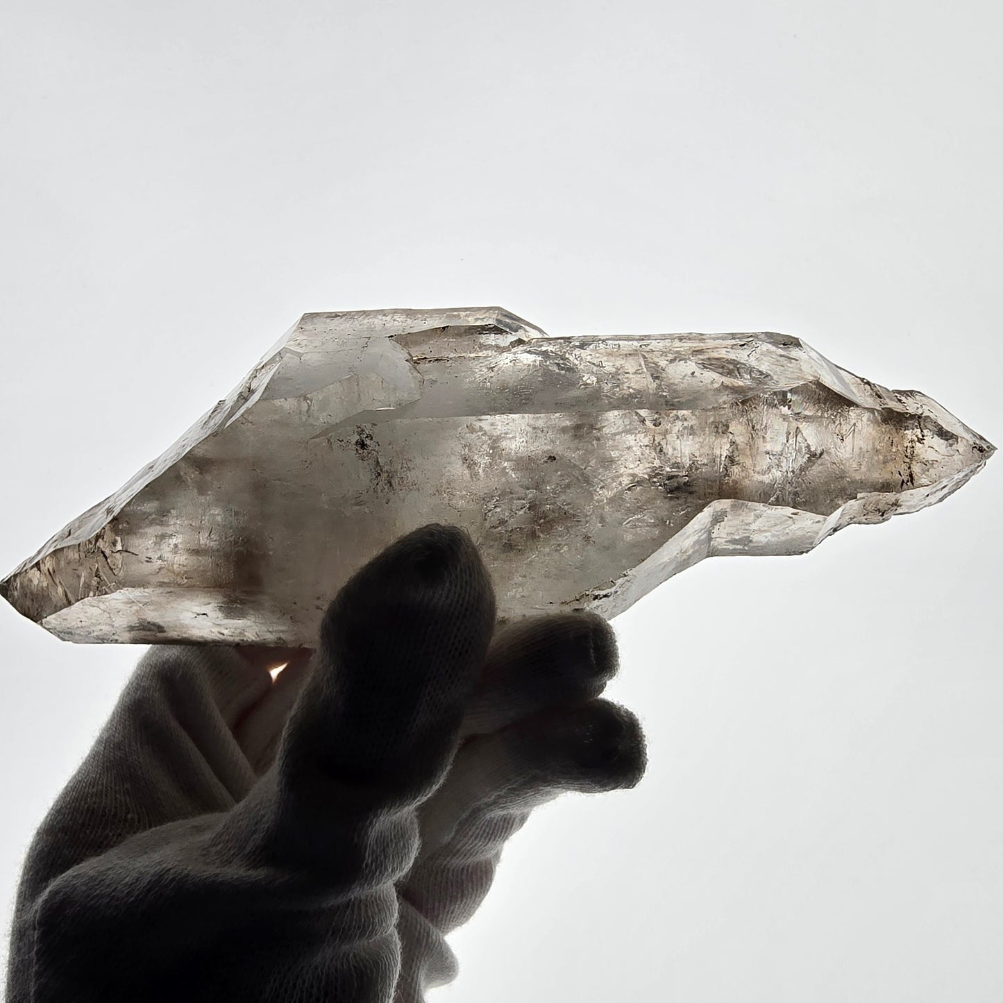 XL Enhydro Skeleton Quartz fumé DT, calcite UV, 2x Bubble Valentine Pocket Namibie 165*56*45mm