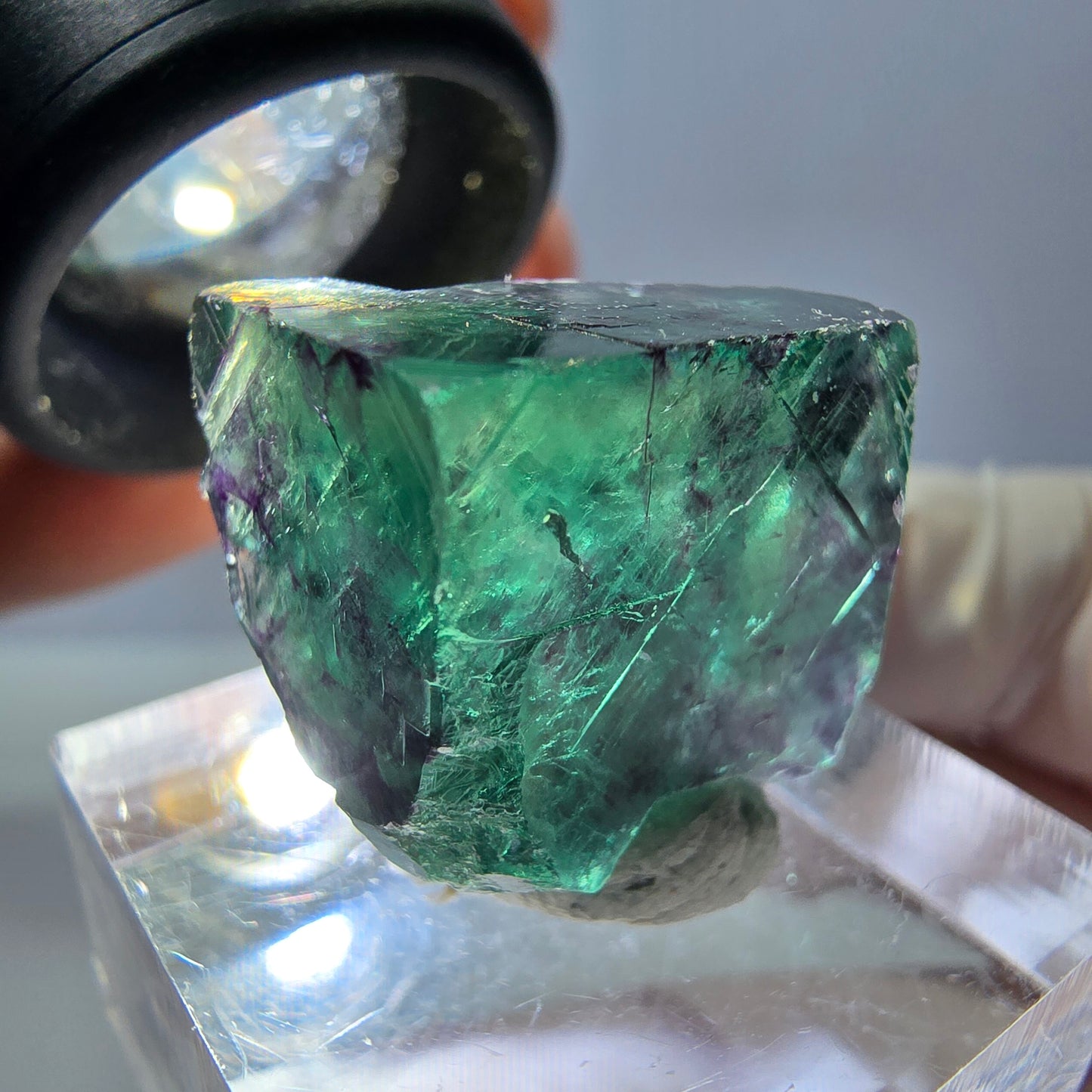 Phantom Fluorit Würfel Stufe, parkettiert grün lila Okorusu, Namibia 18*17*14mm