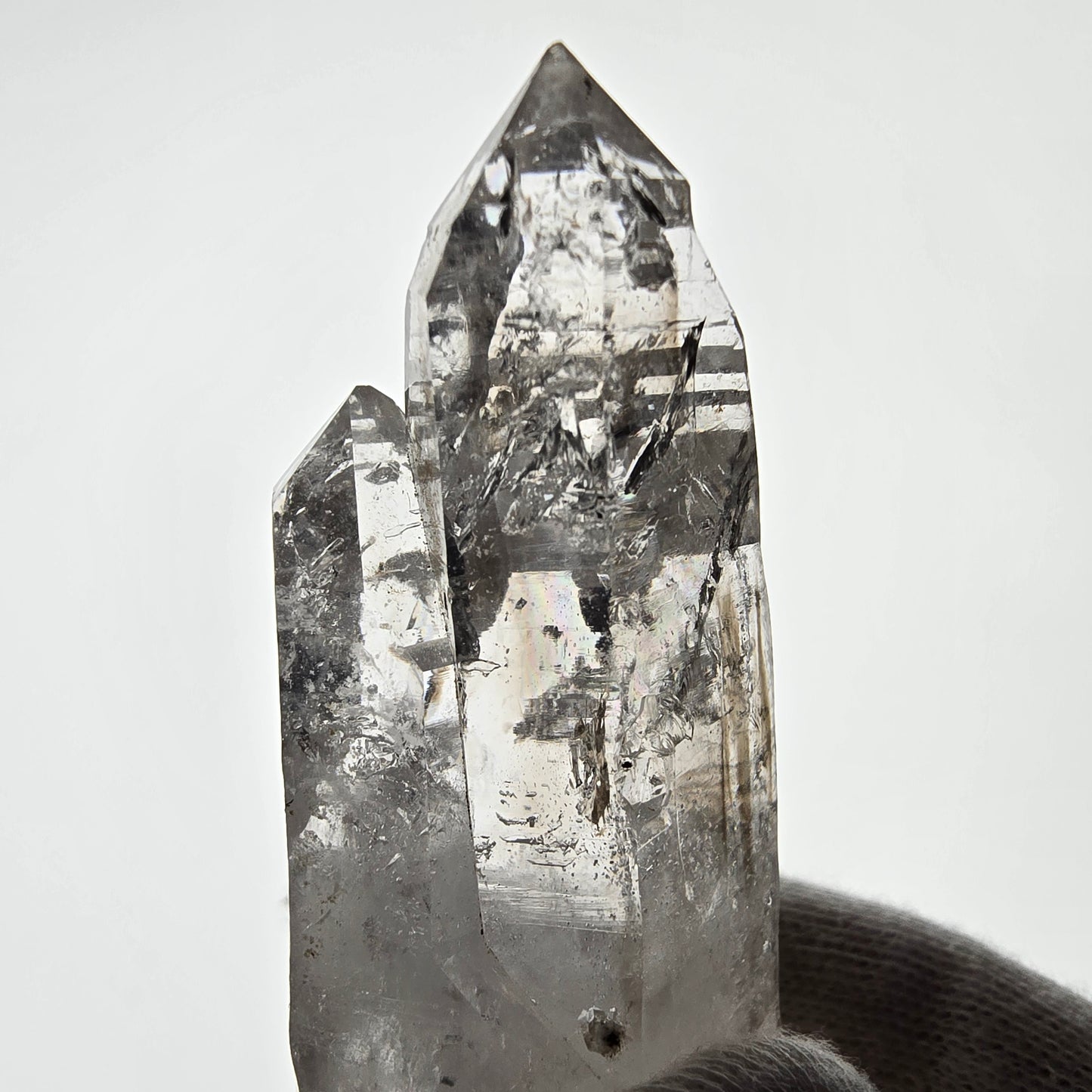 Sceptre DT en quartz fumé squelette Enhydro, 1x pochette Saint-Valentin à bulles, Namibie 91 x 30 x 24 mm