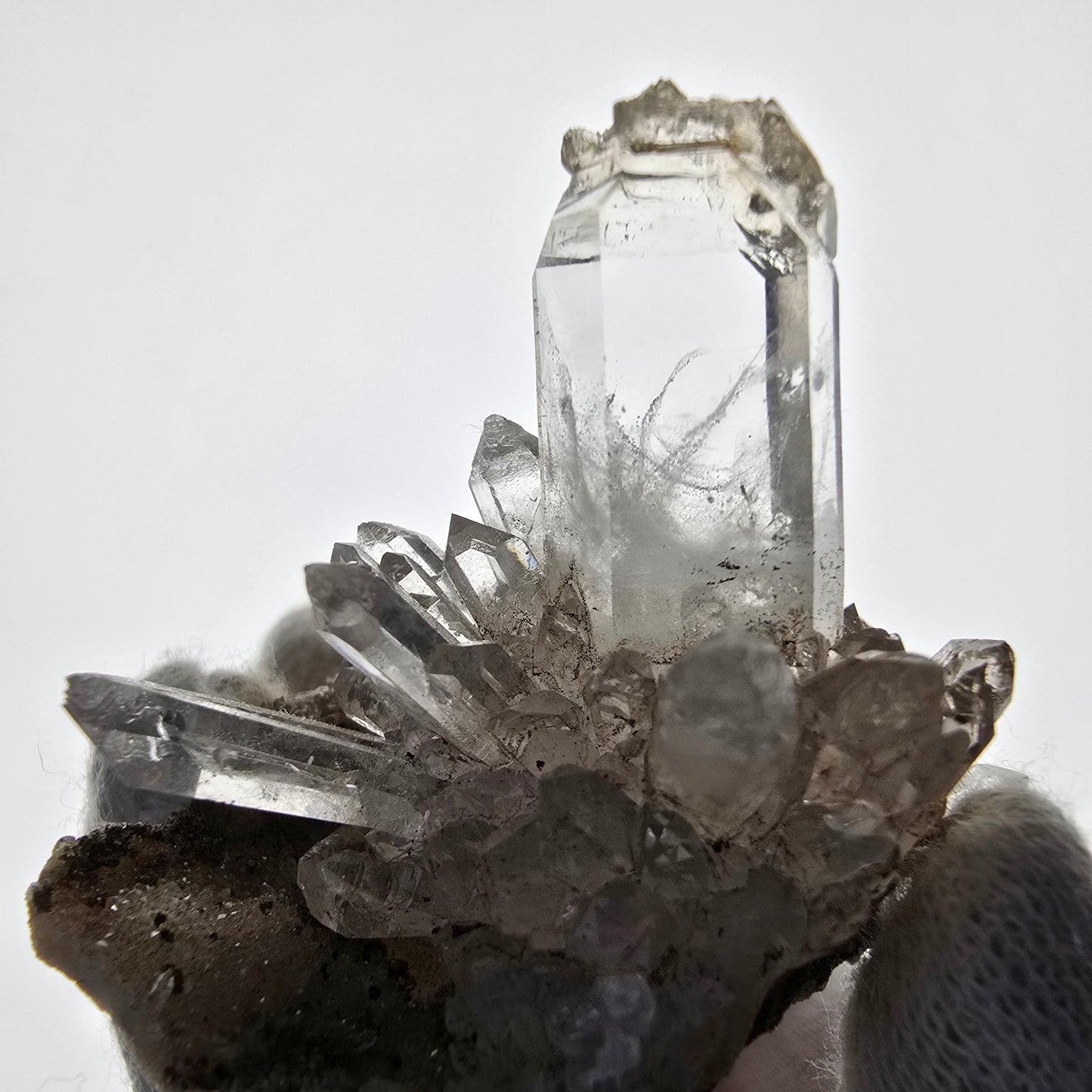 Clear smoky quartz points on matrix specimen Valentine Pocket Goboboseb Namibia 53*44*39mm
