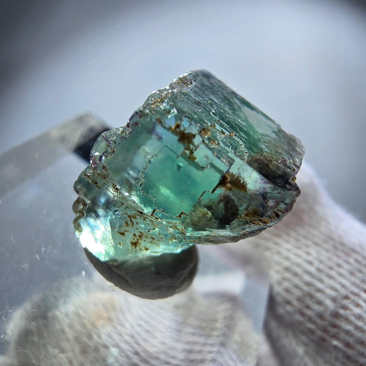 Rare spécimen de cube de fluorite fantôme, vert Okorusu, Namibie 18 x 17 x 13 mm