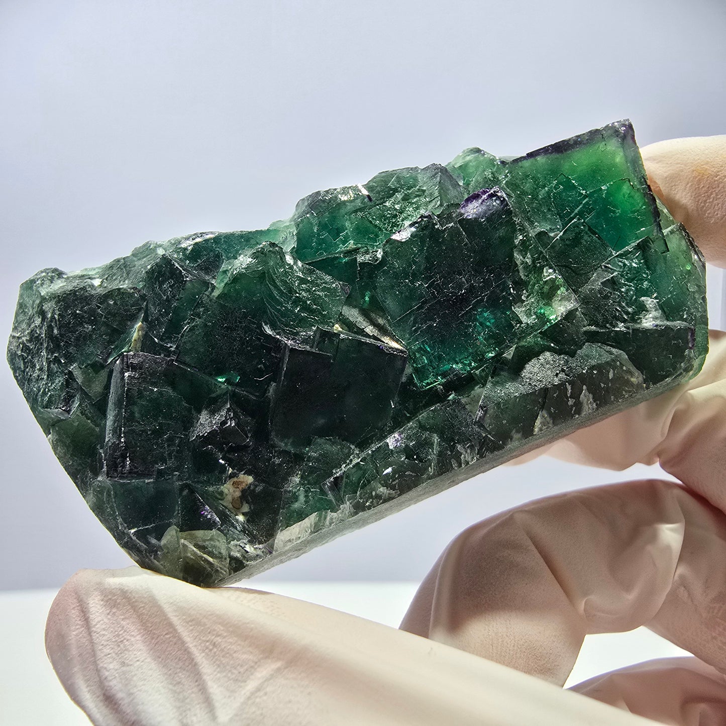 Cube de fluorite fantôme vert étagé, Okorusu, Namibie, 80 x 36 x 20 mm