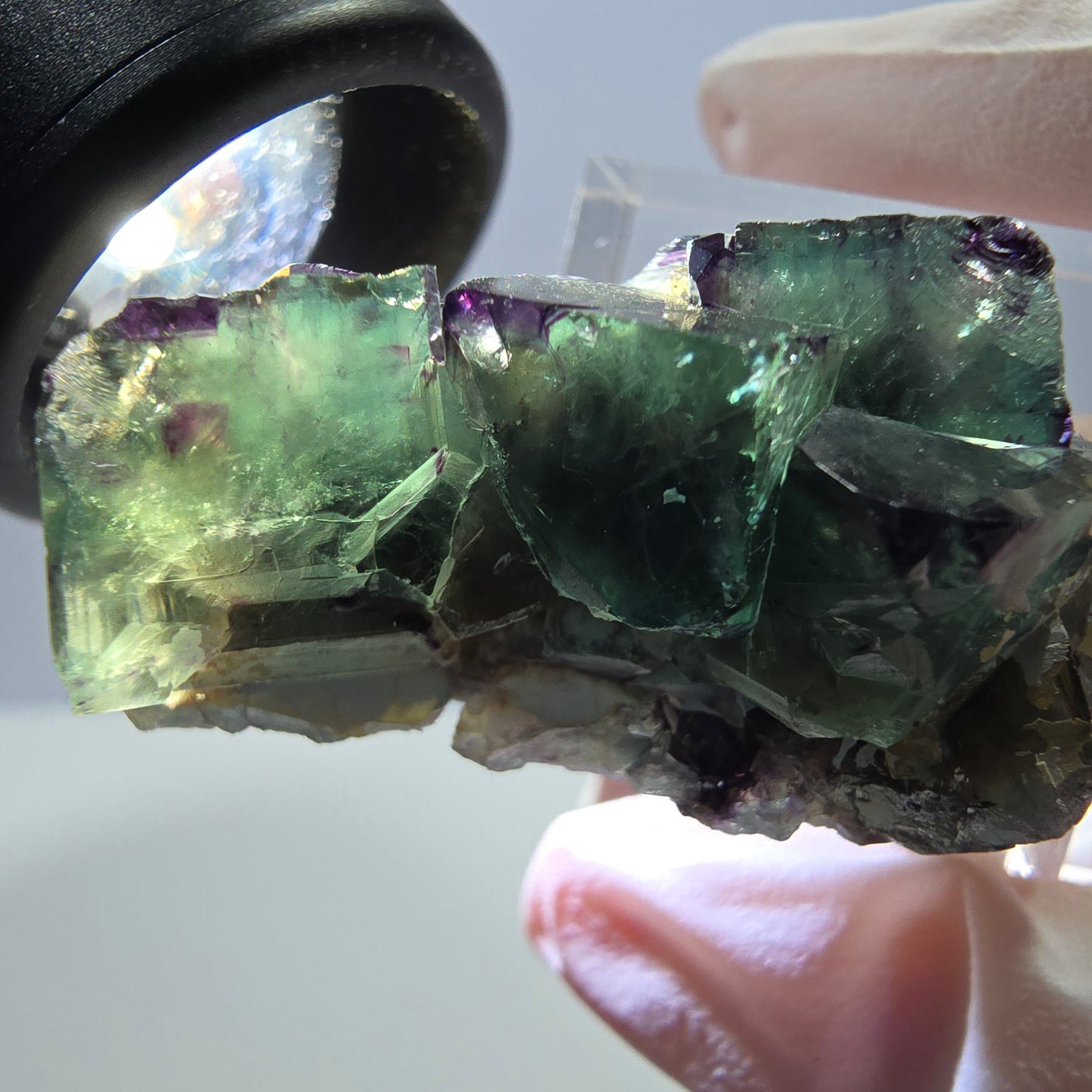 Phantom Fluorit Würfel Stufe, grün lila Okorusu, Namibia 39*18*12mm