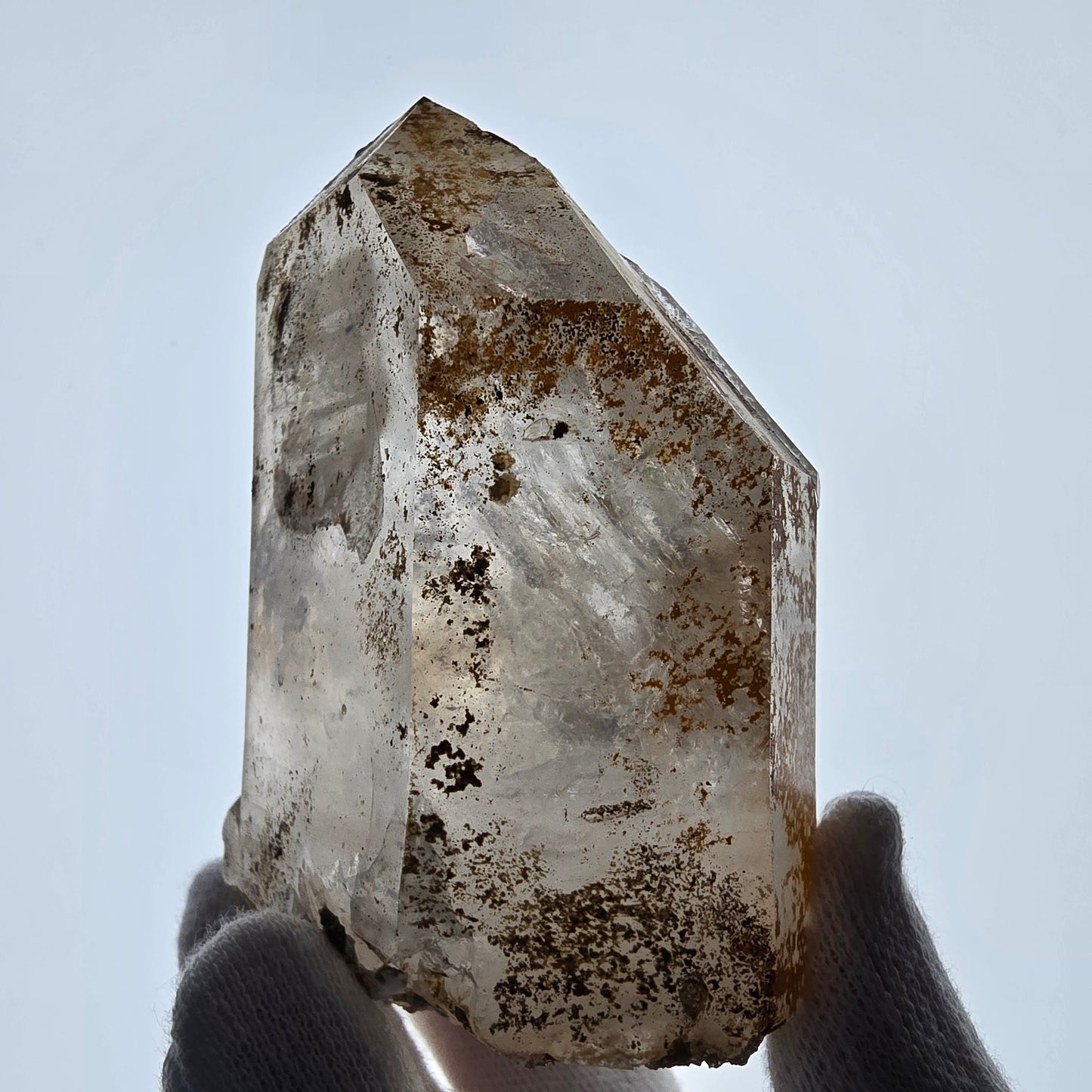 Sceptre de fenêtre Enhydro en quartz fumé, grande bulle, poche Saint-Valentin, Namibie, 88 x 64 x 36 mm
