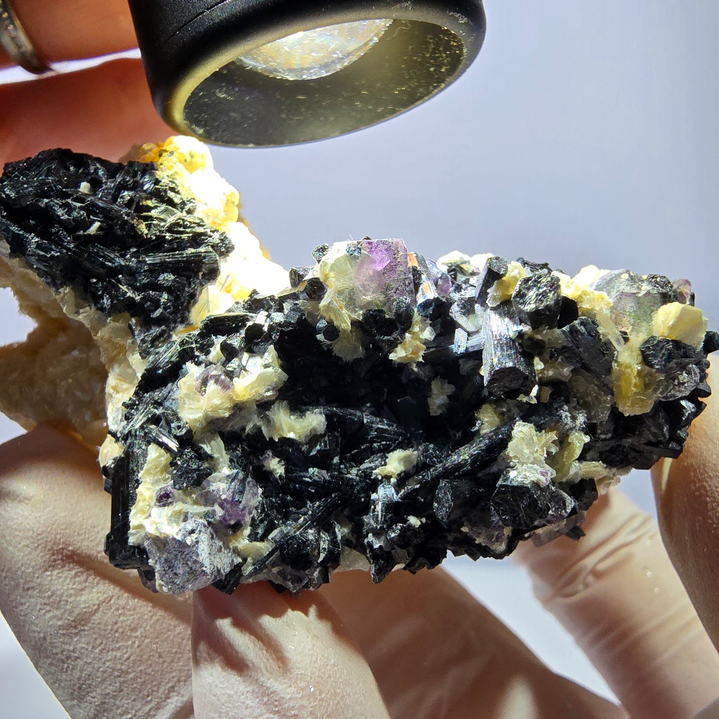 Spécimen de fluorite fantôme, tourmaline scholle, muscovite, Erongo, Namibie, 78 x 58 x 33 mm