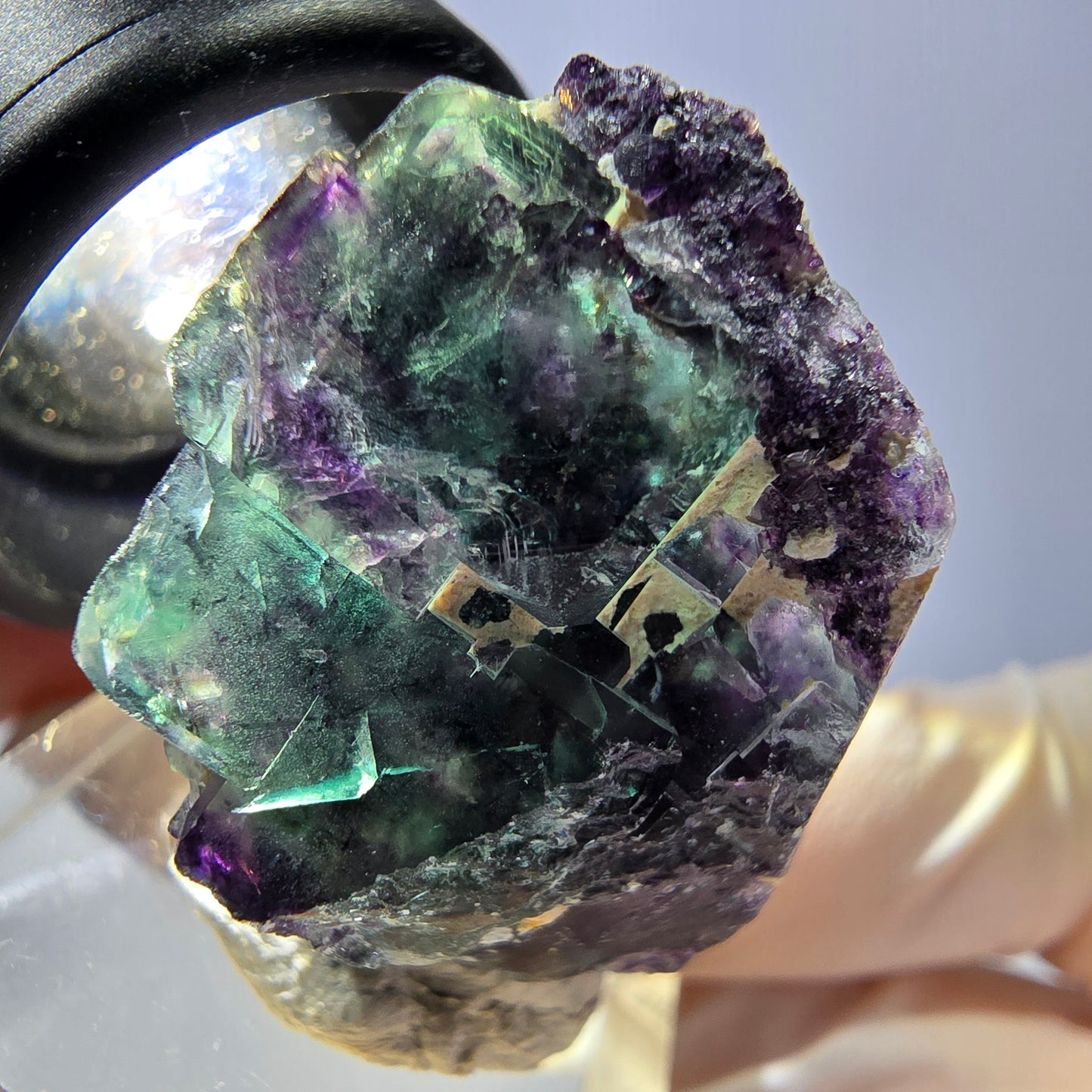 Phantom Fluorit Würfel Stufe, grün lila Okorusu, Namibia 34*24*17mm