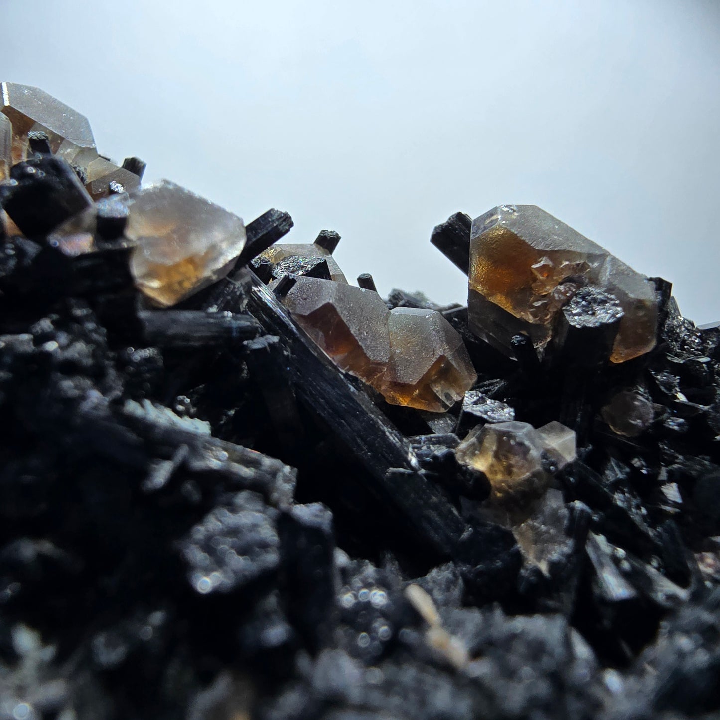 Phantom Fluorite Cube Brown, Schorl Tourmaline Specimen Erongo, Namibia 81*49*36mm